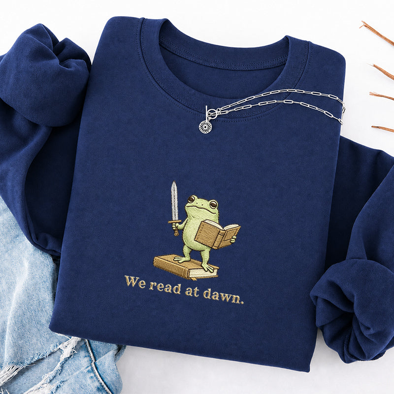 Embroidered We Read At Dawn Classic Crewneck Sweatshirt