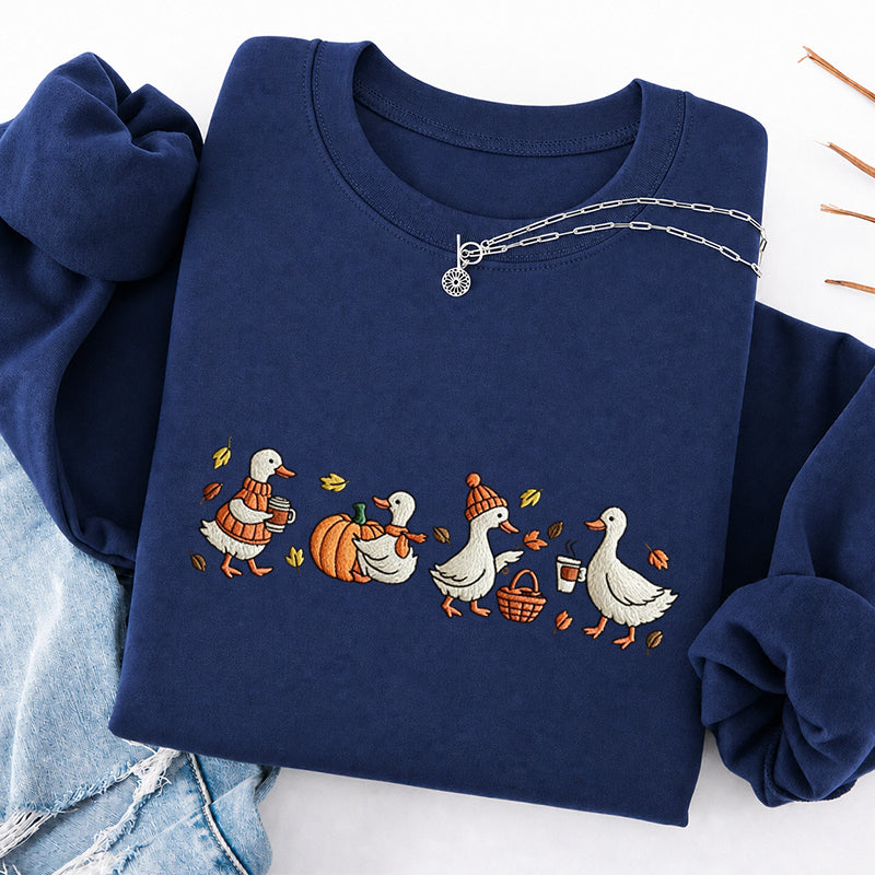 Embroidered Autumn Goose Classic Crewneck Sweatshirt
