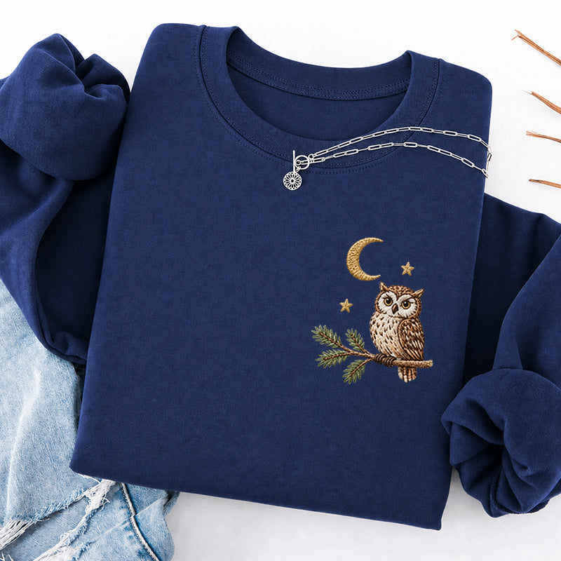 Embroidered Night Owl Classic Crewneck Sweatshirt