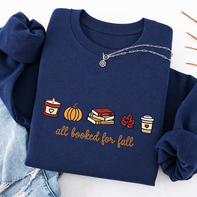Embroidered All Booked For Fall Classic Crewneck Sweatshirt