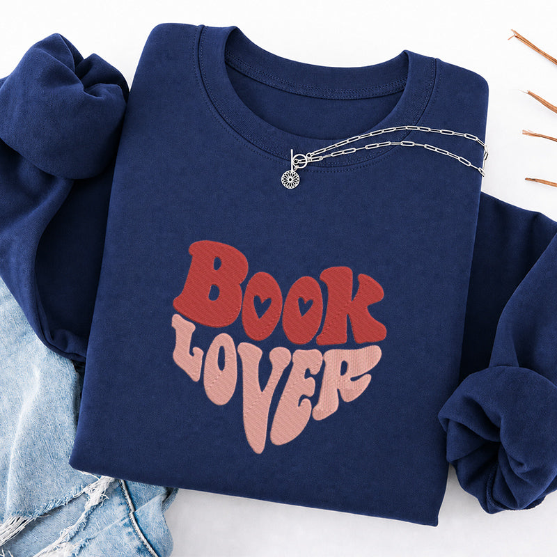 Embroidered Vintage Book Lover Classic Crewneck Sweatshirt