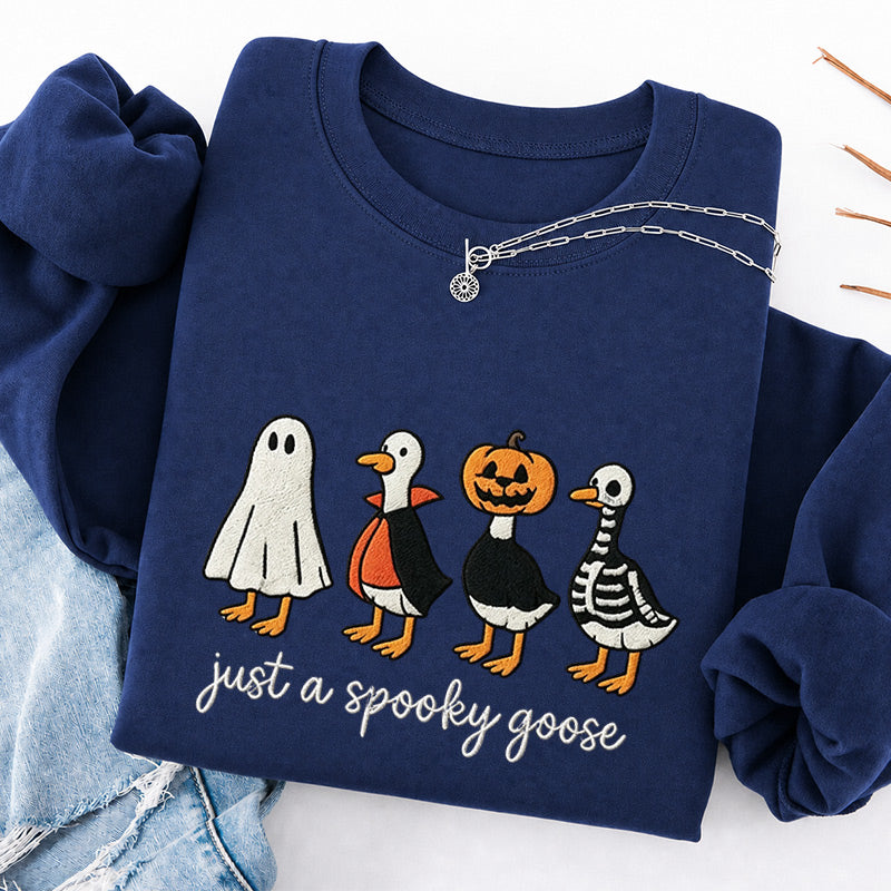 Embroidered Just A Spooky Goose Classic Crewneck Sweatshirt