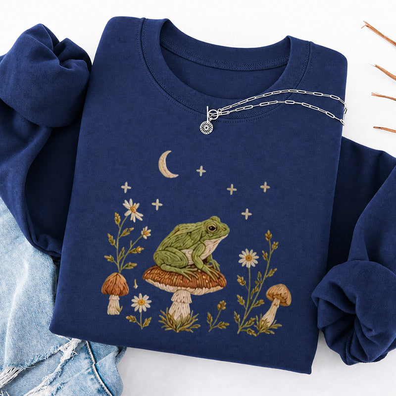 Embroidered Frog Mushroom Classic Crewneck Sweatshirt