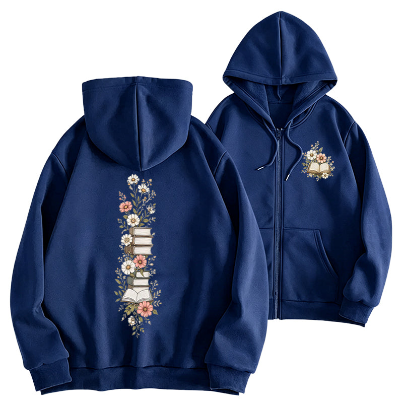 Where Books Bloom Adult Unisex Full Zip Hoodie