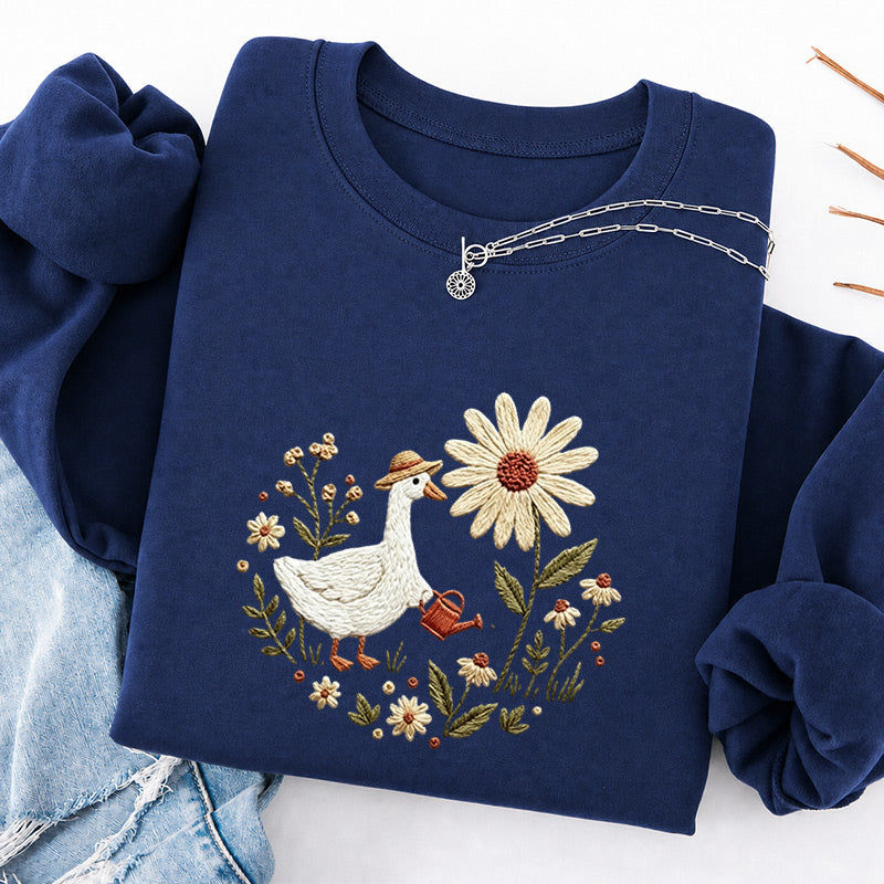 Embroidered Goose Garden Classic Crewneck Sweatshirt