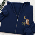 Embroidered Night Owl Classic Full Zip Hoodie