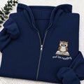 Embroidered Owl Be Reading Classic Full Zip Hoodie