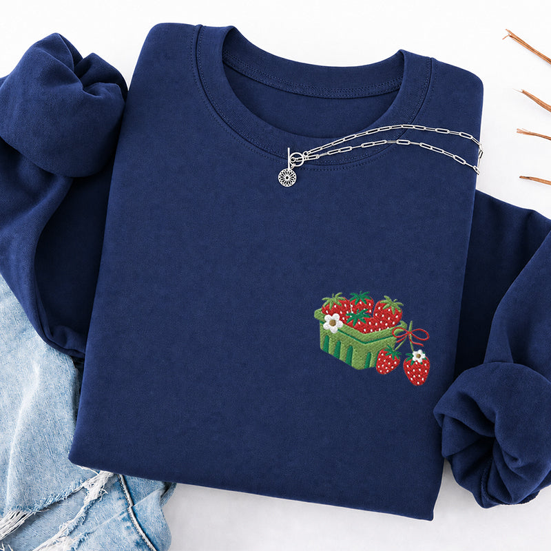 Embroidered Strawberry Blanket Classic Crewneck Sweatshirt