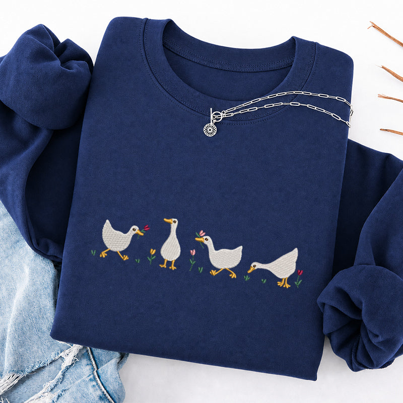 Embroidered Floral Silly Goose Classic Crewneck Sweatshirt