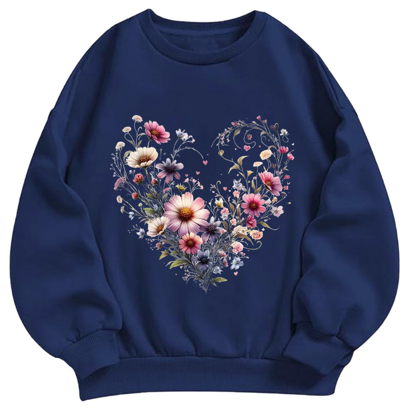 Wildflowers Woven Heart Classic Adult Unisex Crewneck Sweatshirts