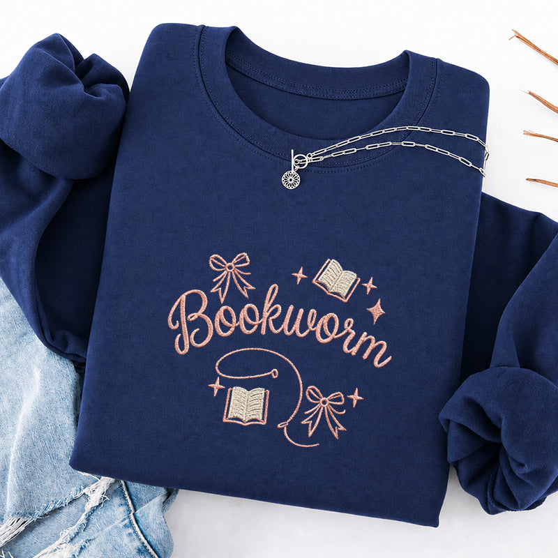 Embroidered Funny Bookworm Classic Crewneck Sweatshirt