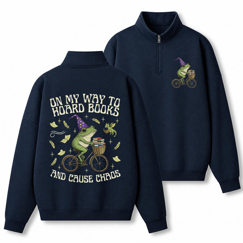 Off To Hoard Books Bookish Frog Classic Quarter Zip Sweatshirt