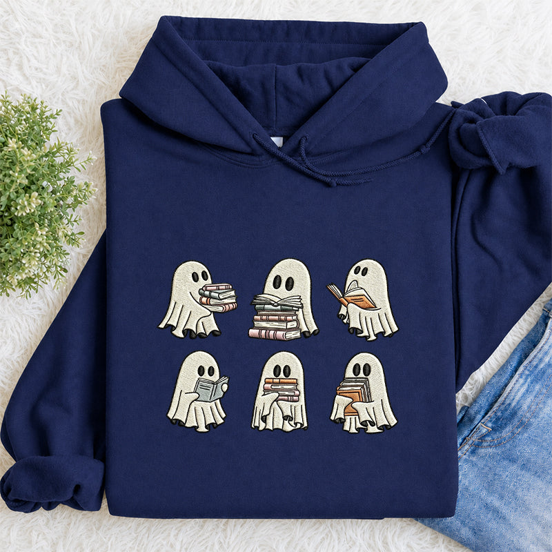 Embroidered Halloween Ghost Book Classic Adult Unisex Hoodie