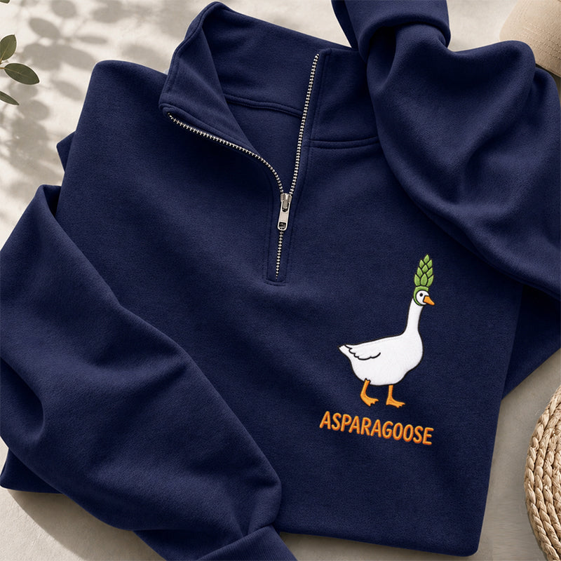 Embroidered Funny Asparagus Asparagoose Classic Quarter Zip Sweatshirt