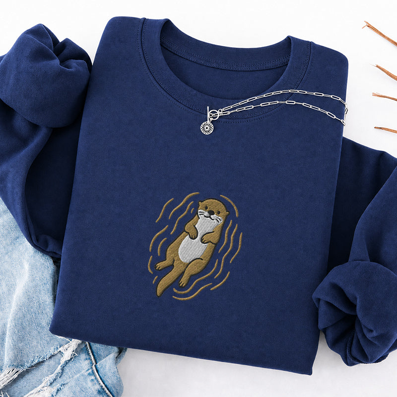 Embroidered Otter Classic Crewneck Sweatshirt