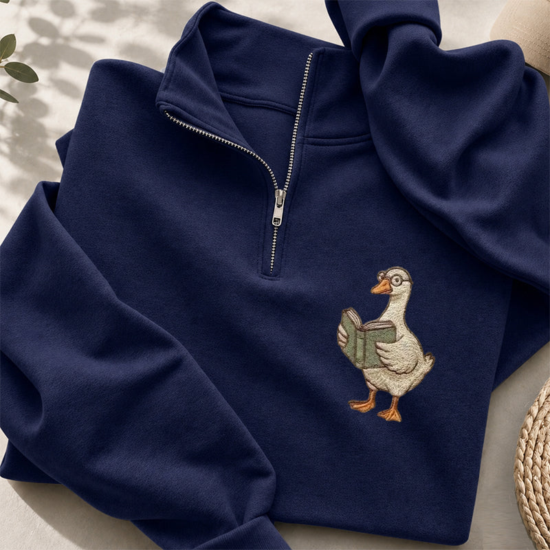 Embroidered Reading Goose Classic Quarter Zip Sweatshirt