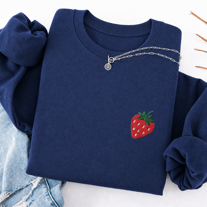 Embroidered Strawberry Classic Crewneck Sweatshirt