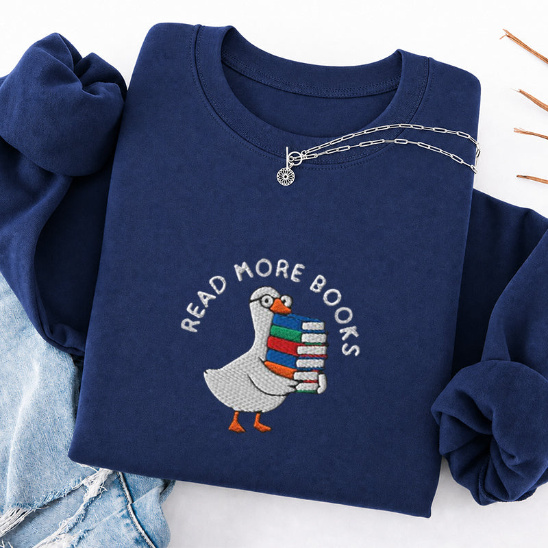 Embroidered Read More Books Goose Classic Crewneck Sweatshirt