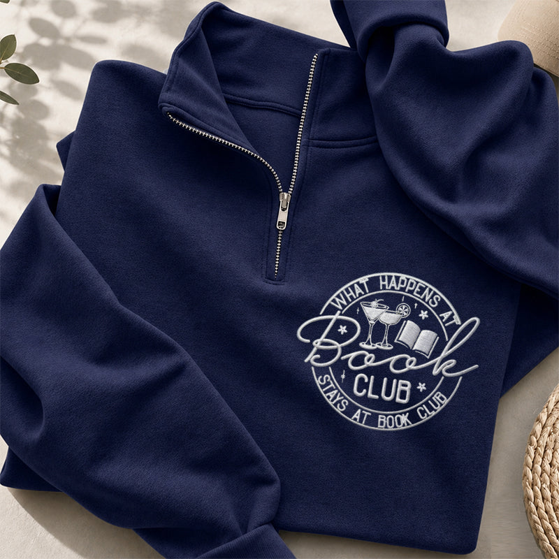 Embroidered Funny Book Club Classic Quarter Zip Sweatshirt