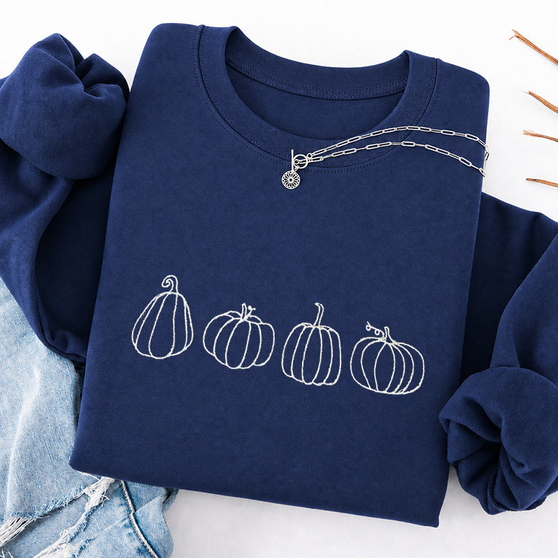 Embroidered Pumpkins Classic Crewneck Sweatshirt