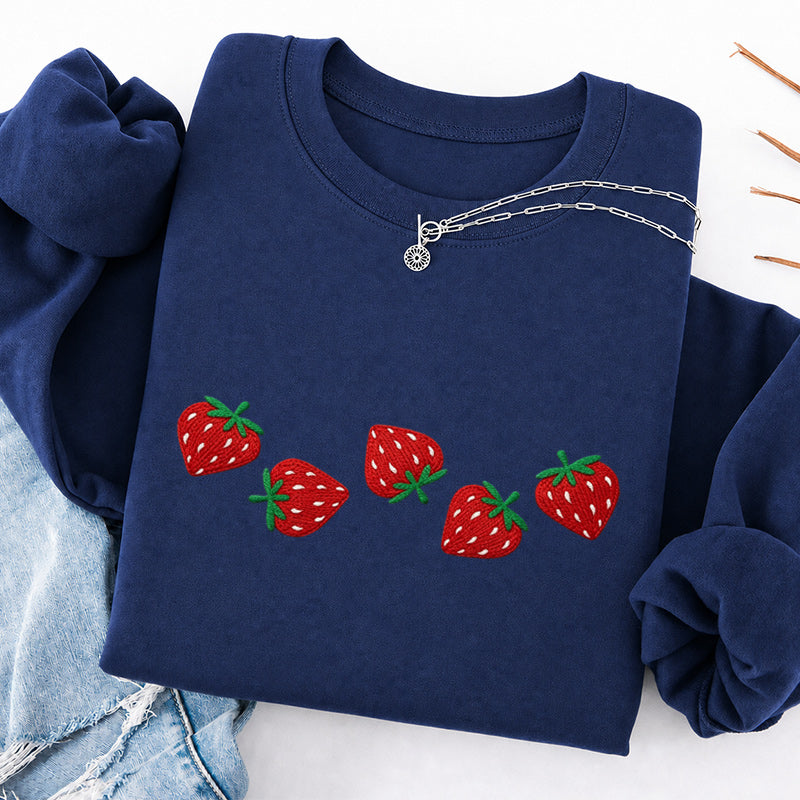 Embroidered Strawberry Classic Crewneck Sweatshirt