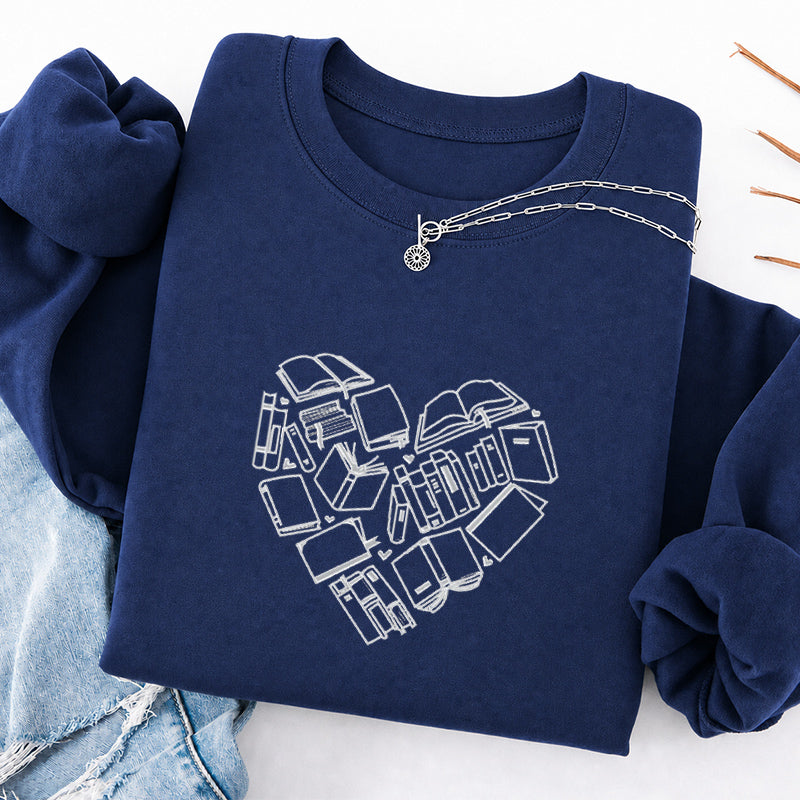 Embroidered Book Heart Classic Crewneck Sweatshirt