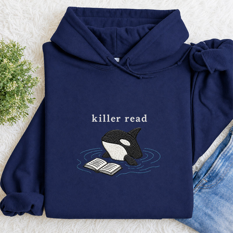 Embroidered Killer Read Orca Classic Adult Unisex Hoodie