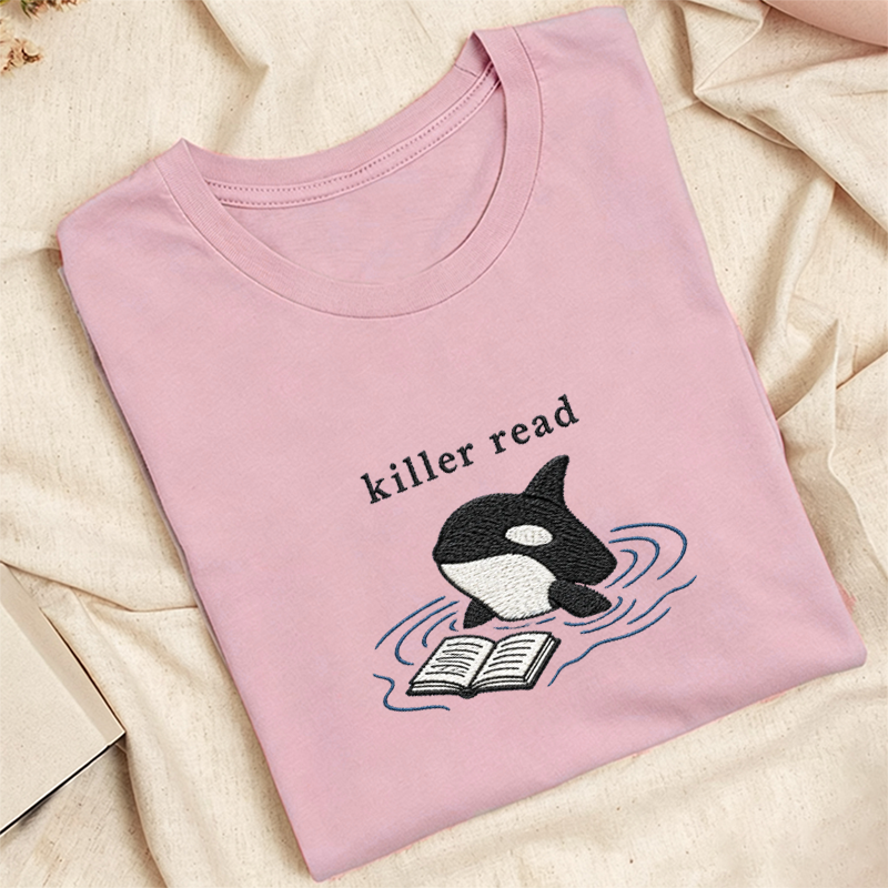 Embroidered Killer Read Orca Classic Adult Unisex Crew Neck T-Shirt