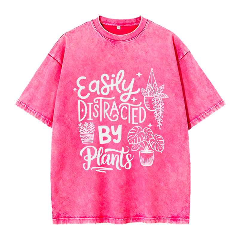 Easily Distracted By Plants Washed Crew Neck T-Shirt