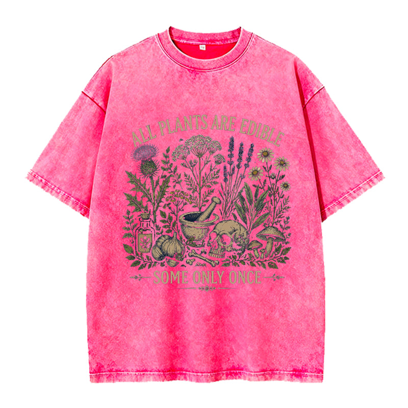 All Plants are Edible Gardening Washed Crew Neck T-Shirt