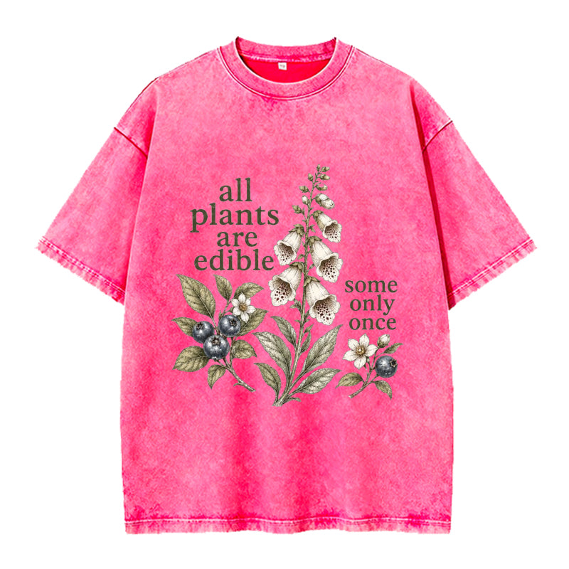 All Plants Are Edible Vintage Washed Crew Neck T-Shirt