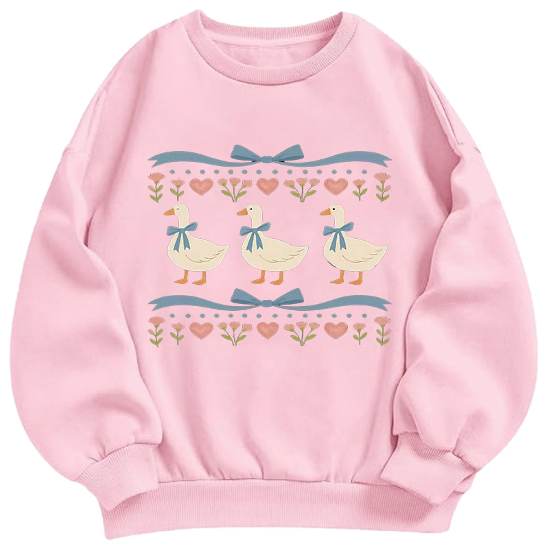 Vintage Three Duck & Floral Classic Adult Unisex Crewneck Sweatshirts