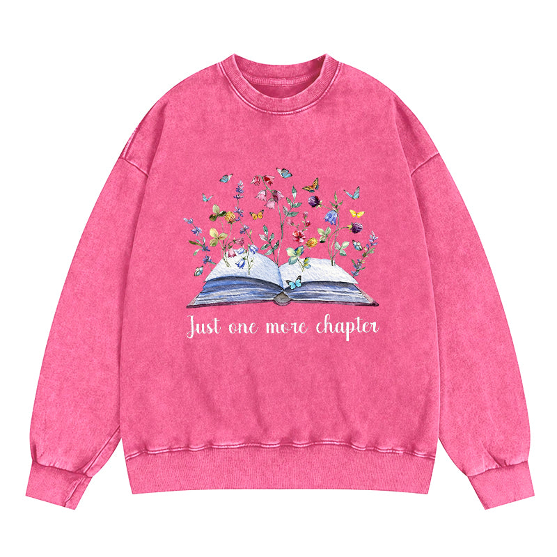 Just One More Chapter Blooming Book Washed Crewneck Sweatshirt