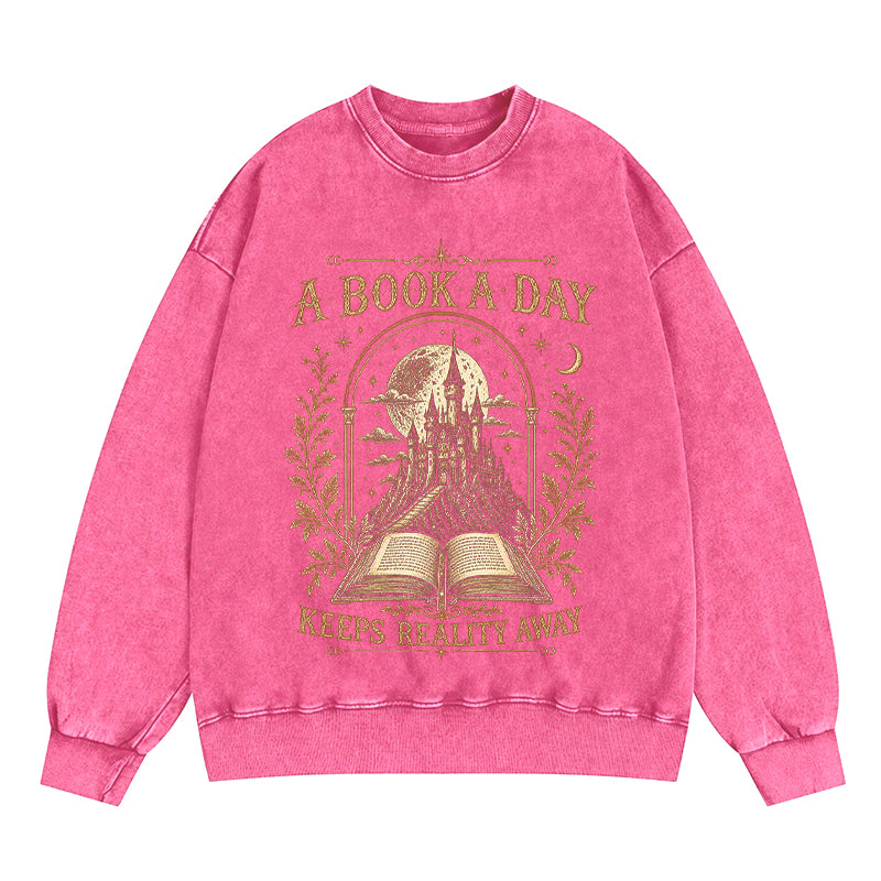 A Book A Day Washed Crewneck Sweatshirt