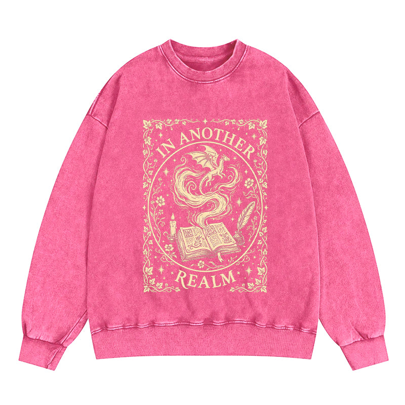In Another Realm Fantasy Reader Washed Crewneck Sweatshirt