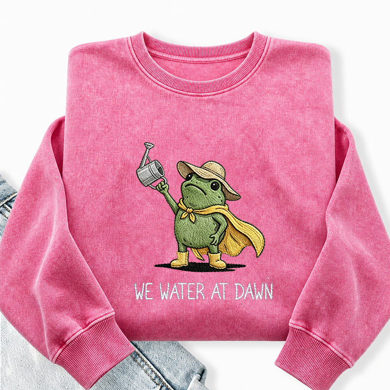 Embroidered We Water At Dawn Washed Crewneck Sweatshirt