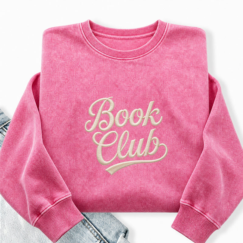 Embroidered Vinatge Book Club Washed Crewneck Sweatshirt