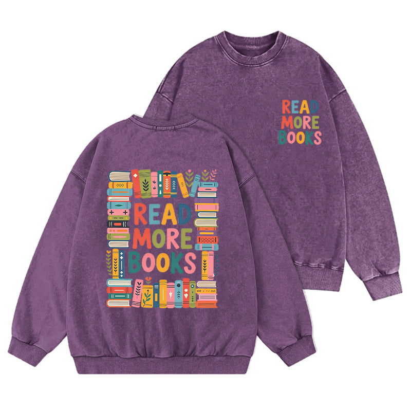 Colorful Read More Books Washed Crewneck Sweatshirt