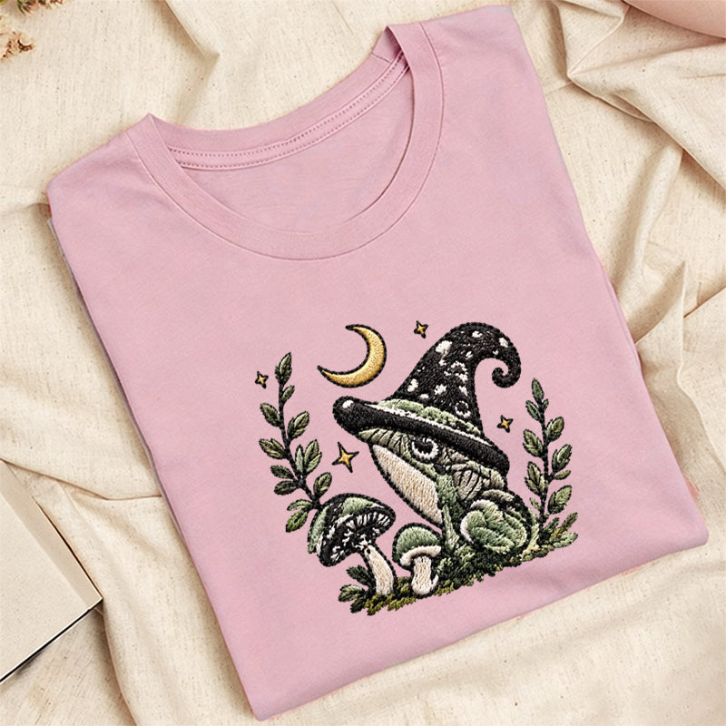 Embroidered Witchy Frog Classic Adult Unisex Crew Neck T-Shirt