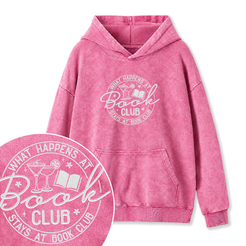 Embroidered Funny Book Club Washed Hoodie