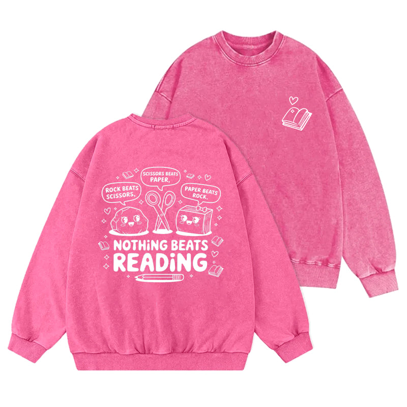 Nothing Beats Reading Washed Crewneck Sweatshirt