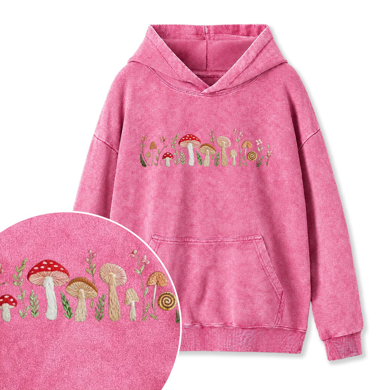 Embroidered Enchanted Mushroom Washed Hoodie