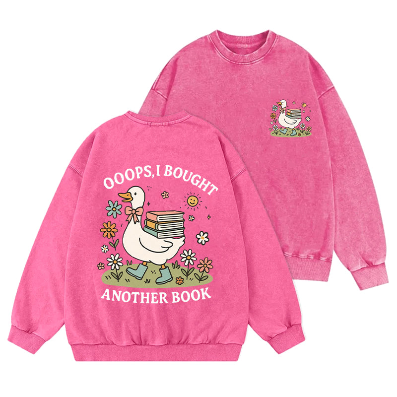 Funny Goose Bought Another Book Washed Crewneck Sweatshirt