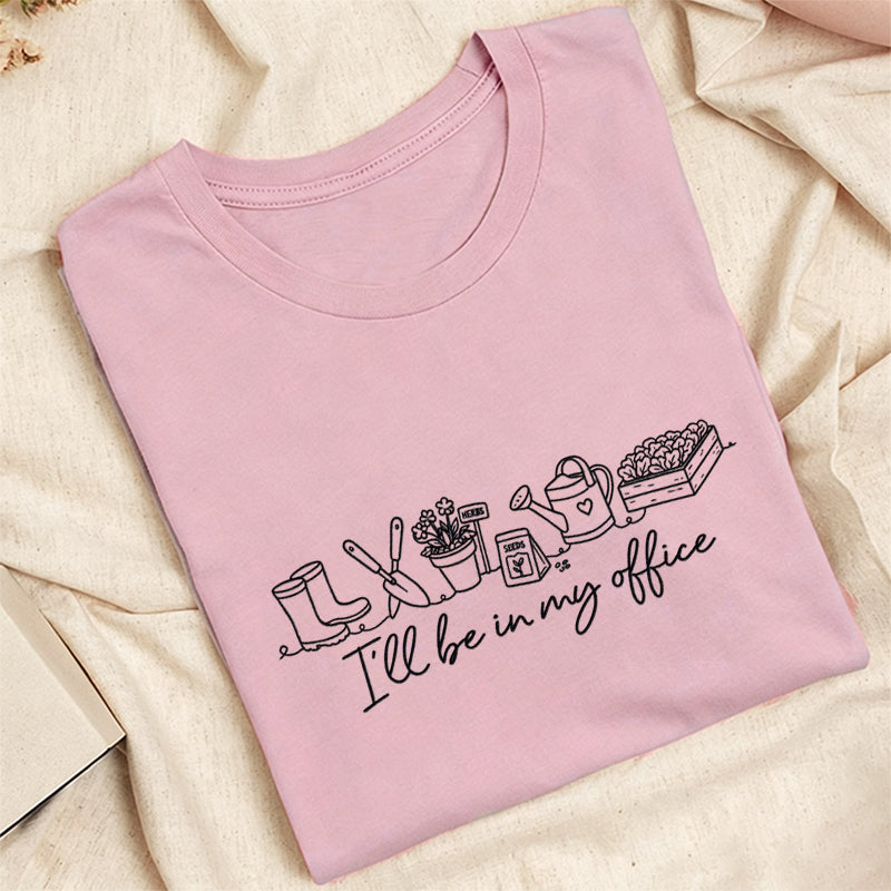 Embroidered I'll be in My Office Classic Adult Unisex Crew Neck T-Shirt