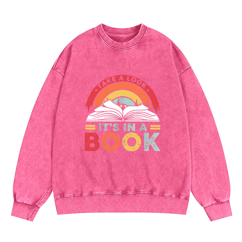 Take A Look It's In A Book Rainbow Washed Crewneck Sweatshirt