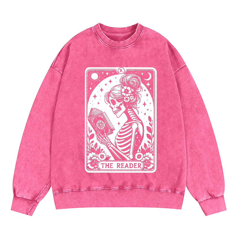 The Reader Tarot Card Reading Washed Crewneck Sweatshirt