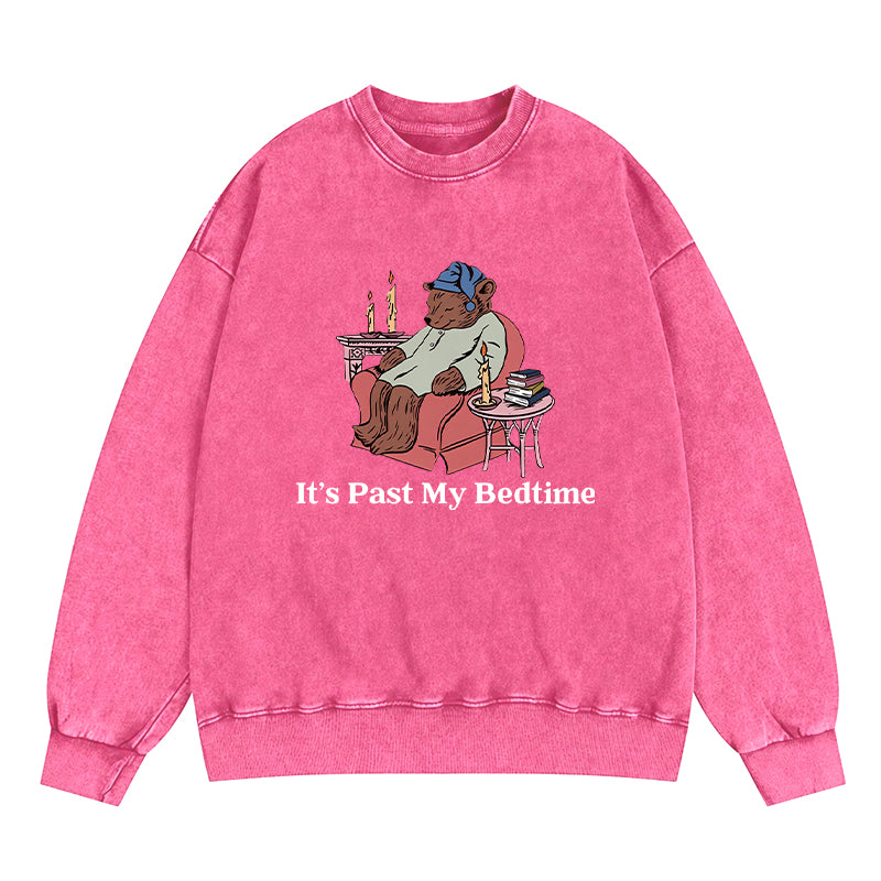 It's Past My Bedtime Bear Washed Crewneck Sweatshirt