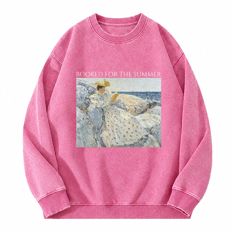 Booked For The Summer Washed Crewneck Sweatshirt