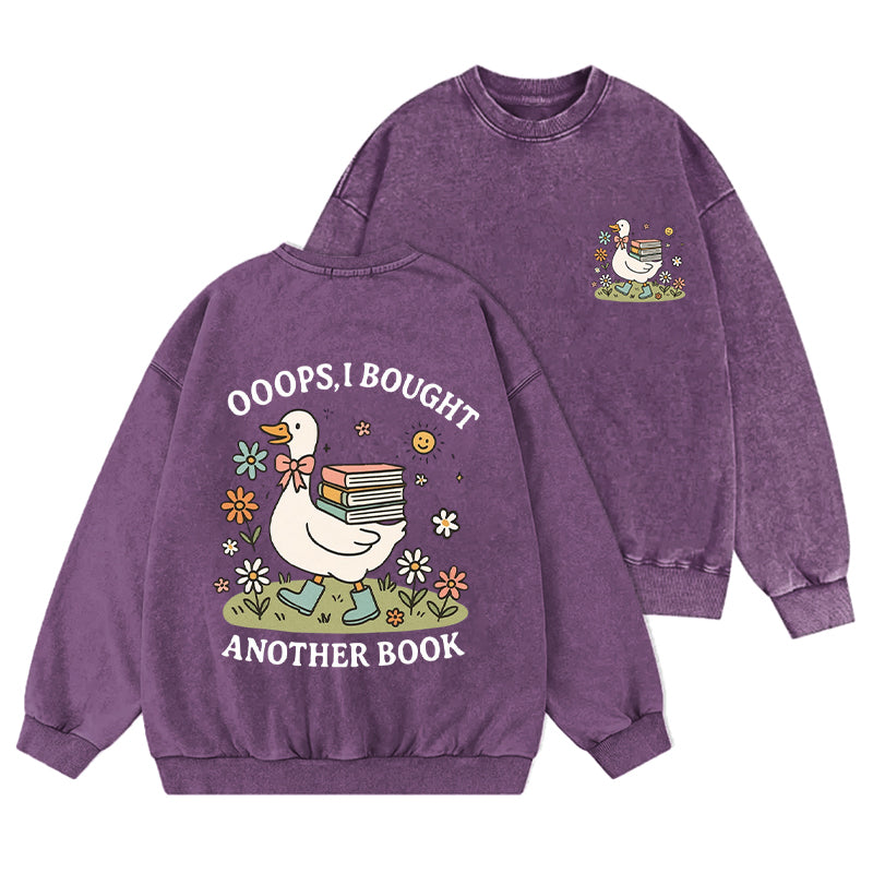 Funny Goose Bought Another Book Washed Crewneck Sweatshirt