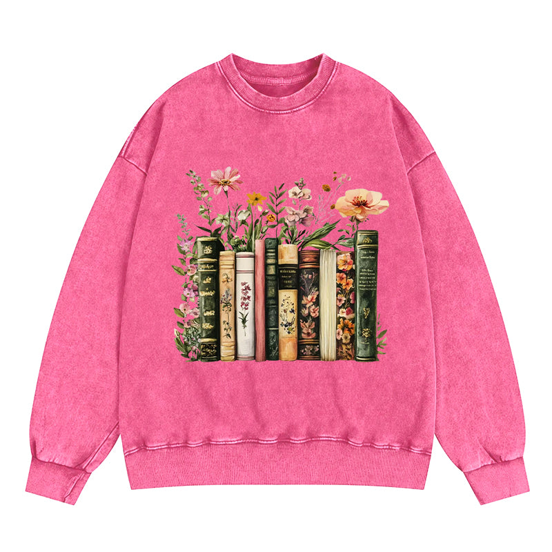 Floral Books Washed Crewneck Sweatshirt